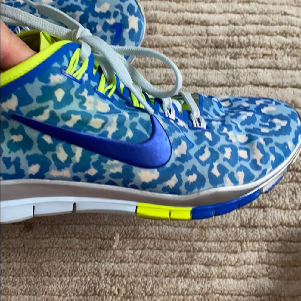 Electric Blue Cheetah Print Nike Free TR Size 8